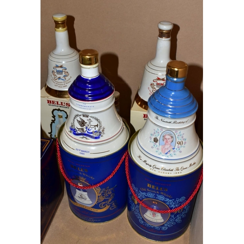 316 - BELL'S WHISKY - 'ROYAL DECANTERS' ten commemorative Porcelain Decanters of Bell's Extra Special Old ... 