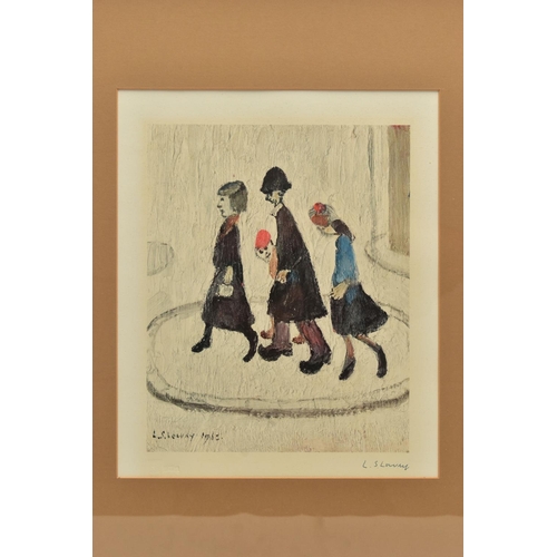 214 - LAURENCE STEPHEN LOWRY (BRITISH 1887-1976) 'THE FAMILY', a limited edition print depicting figures w... 