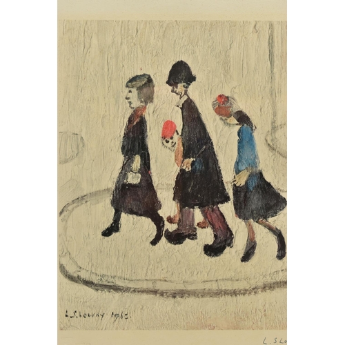 214 - LAURENCE STEPHEN LOWRY (BRITISH 1887-1976) 'THE FAMILY', a limited edition print depicting figures w... 