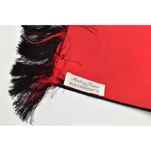 99 - DUKE AND DUCHESS OF WINDSOR INTEREST, a French black and red silk scarf / stole with fringed ends an... 