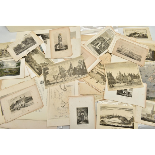 187 - A COLLECTION OF 18TH AND 19TH CENTURY TOPOGRAPHICAL PRINTS ETC, mostly disbound from books and ephem... 