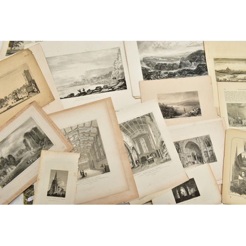 187 - A COLLECTION OF 18TH AND 19TH CENTURY TOPOGRAPHICAL PRINTS ETC, mostly disbound from books and ephem... 