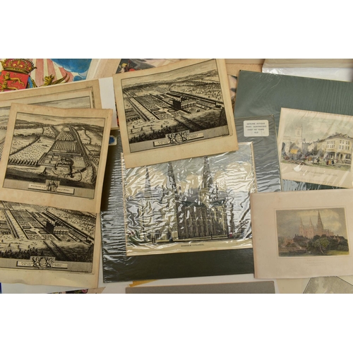 190 - A QUANTITY OF 18TH AND 19TH CENTURY ENGRAVING PRINTS ETC, mostly taken from disbound atlases and boo... 