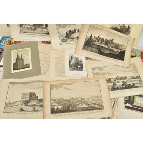 190 - A QUANTITY OF 18TH AND 19TH CENTURY ENGRAVING PRINTS ETC, mostly taken from disbound atlases and boo... 