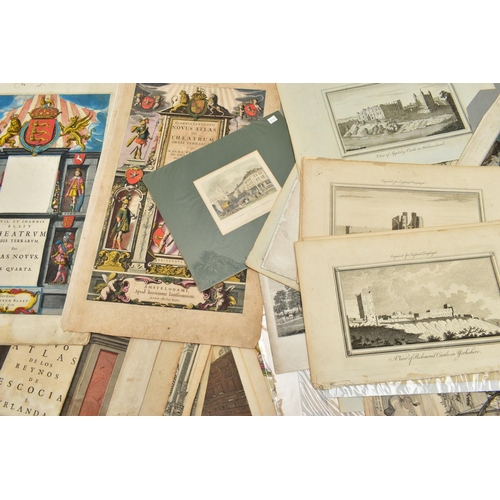 190 - A QUANTITY OF 18TH AND 19TH CENTURY ENGRAVING PRINTS ETC, mostly taken from disbound atlases and boo... 