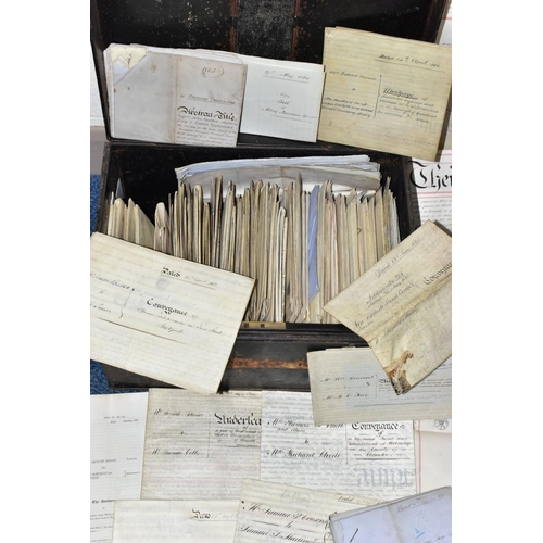 193 - INDENTURES, a collection of approximately 220-230  legal documents and/or letters dating from 1860 -... 