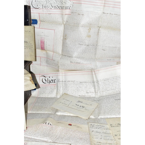 193 - INDENTURES, a collection of approximately 220-230  legal documents and/or letters dating from 1860 -... 