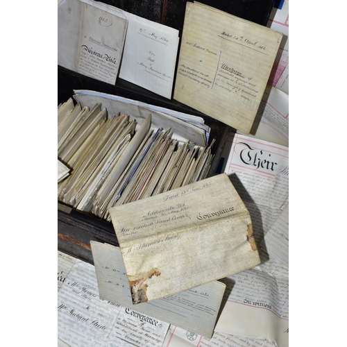 193 - INDENTURES, a collection of approximately 220-230  legal documents and/or letters dating from 1860 -... 