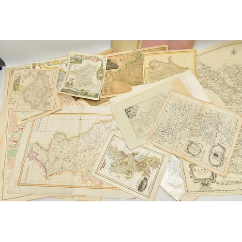 194 - A BOX OF LOOSE 18th, 19th AND EARLY 20th Century BRITISH ISLES MAPS, mostly taken from disbound atla... 