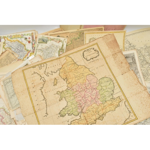 194 - A BOX OF LOOSE 18th, 19th AND EARLY 20th Century BRITISH ISLES MAPS, mostly taken from disbound atla... 