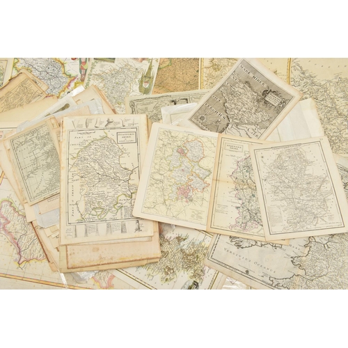 194 - A BOX OF LOOSE 18th, 19th AND EARLY 20th Century BRITISH ISLES MAPS, mostly taken from disbound atla... 