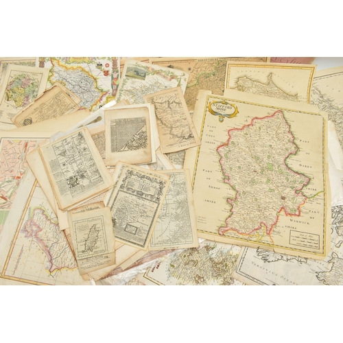 194 - A BOX OF LOOSE 18th, 19th AND EARLY 20th Century BRITISH ISLES MAPS, mostly taken from disbound atla... 