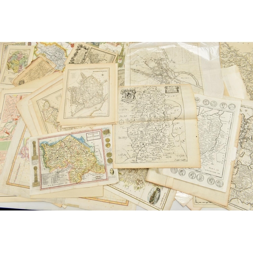 194 - A BOX OF LOOSE 18th, 19th AND EARLY 20th Century BRITISH ISLES MAPS, mostly taken from disbound atla... 