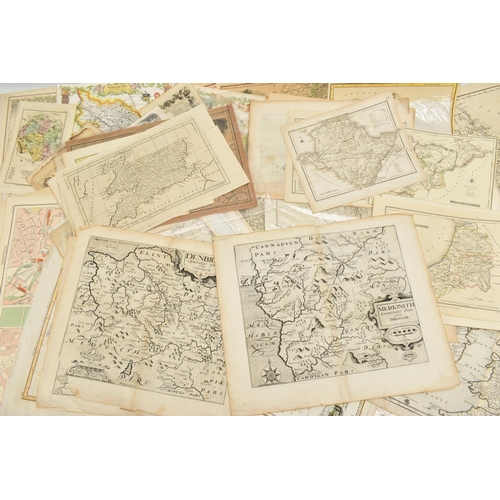 194 - A BOX OF LOOSE 18th, 19th AND EARLY 20th Century BRITISH ISLES MAPS, mostly taken from disbound atla... 