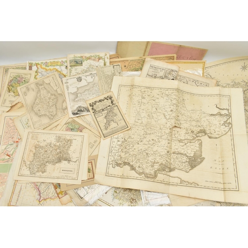 194 - A BOX OF LOOSE 18th, 19th AND EARLY 20th Century BRITISH ISLES MAPS, mostly taken from disbound atla... 