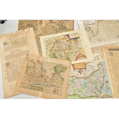 195 - A SMALL QUANTITY OF LOOSE 18th,19th and 20th CENTURY BRITISH ISLES MAPS, mostly taken from disbound ... 