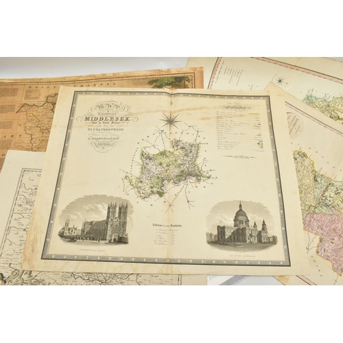 195 - A SMALL QUANTITY OF LOOSE 18th,19th and 20th CENTURY BRITISH ISLES MAPS, mostly taken from disbound ... 