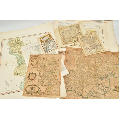 195 - A SMALL QUANTITY OF LOOSE 18th,19th and 20th CENTURY BRITISH ISLES MAPS, mostly taken from disbound ... 