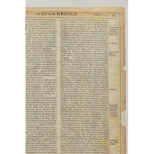 197 - A 17TH CENTURY MAP OF OXFORDSHIRE BY JOHN SPEED, titled 'Oxfordshire Described with ye Citie and the... 
