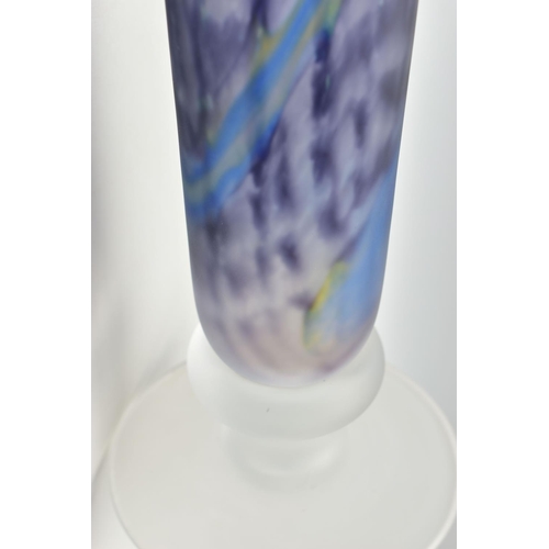 105 - MARTIN ANDREWS (BRITISH CONTEMPORARY) A HAZE SERIES FROSTED VASE, the body being of tapering cylindr... 