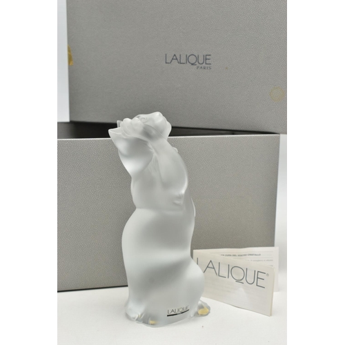 110 - A LALIQUE FIGURE OF A PLAYFUL CAT SITTING BACK ON ITS HIND LEGS, possibly known as Laughing Cat, ser... 