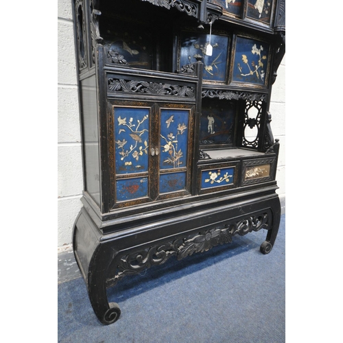 230 - A JAPANESE MEIJI PERIOD HARDWOOD SHODONA CABINET, with an arrangement of shelves and cupboards, the ... 