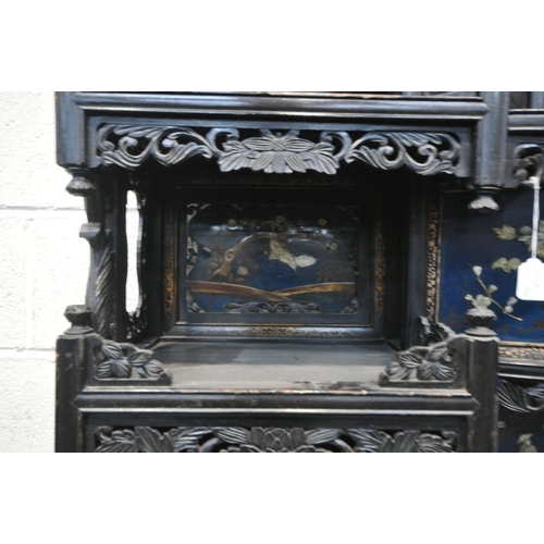 230 - A JAPANESE MEIJI PERIOD HARDWOOD SHODONA CABINET, with an arrangement of shelves and cupboards, the ... 