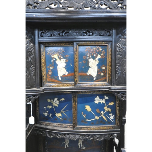 230 - A JAPANESE MEIJI PERIOD HARDWOOD SHODONA CABINET, with an arrangement of shelves and cupboards, the ... 