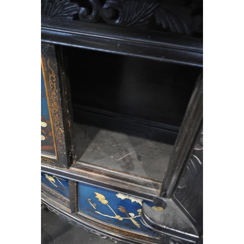 230 - A JAPANESE MEIJI PERIOD HARDWOOD SHODONA CABINET, with an arrangement of shelves and cupboards, the ... 