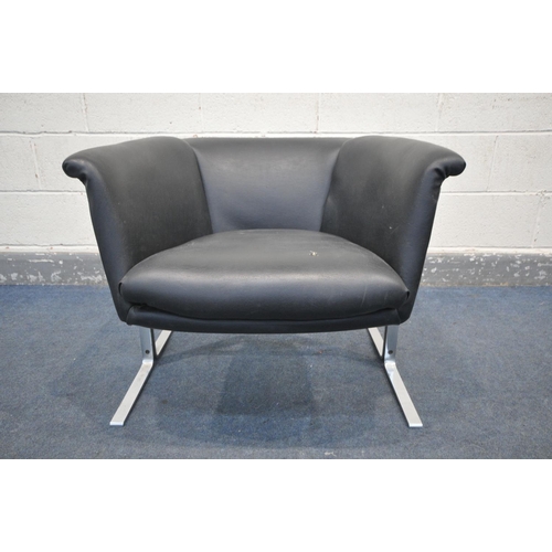 240 - GEOFFREY D. HARCOURT FOR ARTIFORT, A MID CENTURY MODEL 042 LOUNGE CHAIR, with black leatherette fabr... 