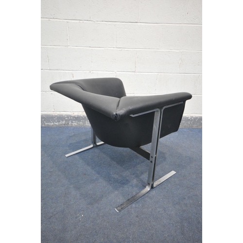 240 - GEOFFREY D. HARCOURT FOR ARTIFORT, A MID CENTURY MODEL 042 LOUNGE CHAIR, with black leatherette fabr... 