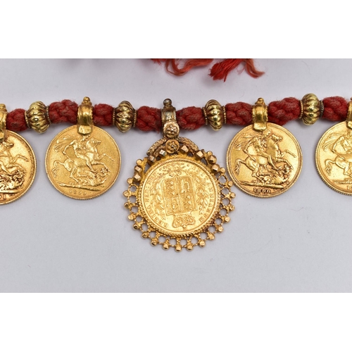 24 - A SOVEREIGN COIN NECKLACE, designed as a series of twenty one full sovereign coins, each sovereign m... 