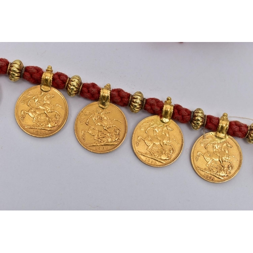 24 - A SOVEREIGN COIN NECKLACE, designed as a series of twenty one full sovereign coins, each sovereign m... 