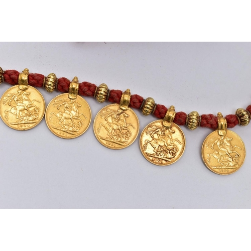 24 - A SOVEREIGN COIN NECKLACE, designed as a series of twenty one full sovereign coins, each sovereign m... 