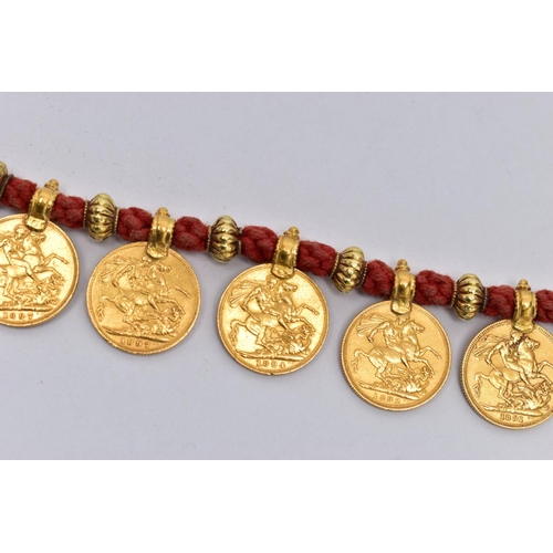 24 - A SOVEREIGN COIN NECKLACE, designed as a series of twenty one full sovereign coins, each sovereign m... 