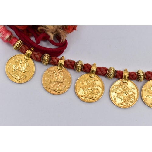 24 - A SOVEREIGN COIN NECKLACE, designed as a series of twenty one full sovereign coins, each sovereign m... 