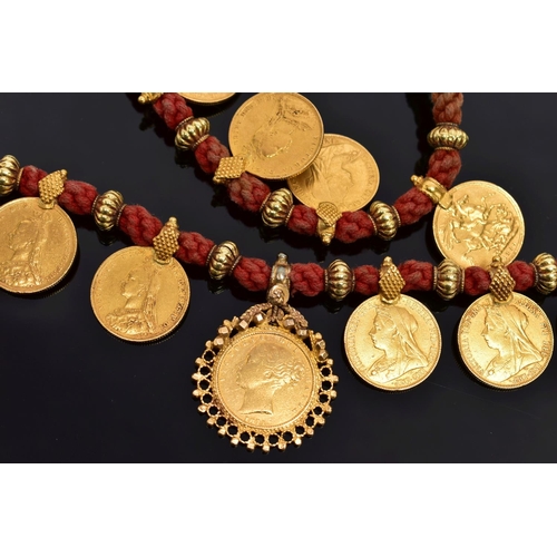 24 - A SOVEREIGN COIN NECKLACE, designed as a series of twenty one full sovereign coins, each sovereign m... 