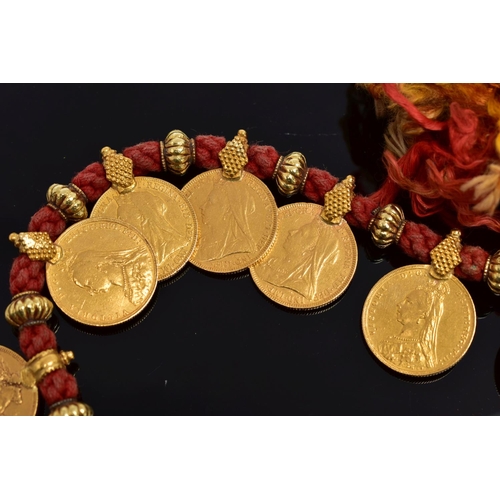 24 - A SOVEREIGN COIN NECKLACE, designed as a series of twenty one full sovereign coins, each sovereign m... 