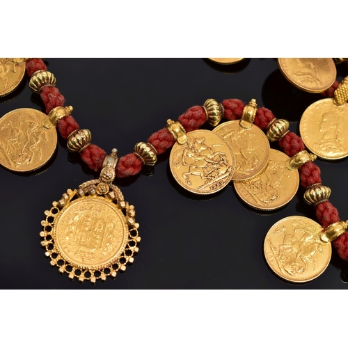 24 - A SOVEREIGN COIN NECKLACE, designed as a series of twenty one full sovereign coins, each sovereign m... 