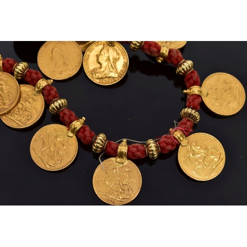 24 - A SOVEREIGN COIN NECKLACE, designed as a series of twenty one full sovereign coins, each sovereign m... 