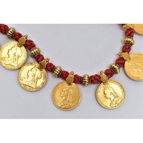 24 - A SOVEREIGN COIN NECKLACE, designed as a series of twenty one full sovereign coins, each sovereign m... 