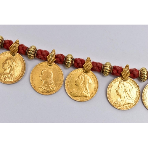 24 - A SOVEREIGN COIN NECKLACE, designed as a series of twenty one full sovereign coins, each sovereign m... 