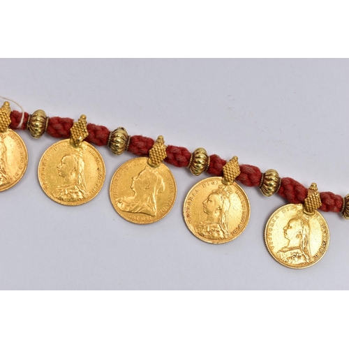 24 - A SOVEREIGN COIN NECKLACE, designed as a series of twenty one full sovereign coins, each sovereign m... 