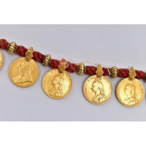 24 - A SOVEREIGN COIN NECKLACE, designed as a series of twenty one full sovereign coins, each sovereign m... 