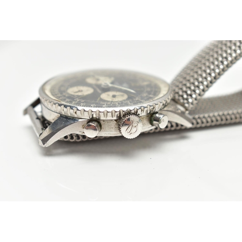 26 - A BREITLING GENEVE NAVITIMER 806 WRISTWATCH, black dial with silvered subsidiary dials to three, six... 