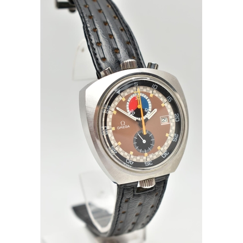 27 - A 1969 STAINLESS STEEL HAND WOUND OMEGA SEAMASTER 'BULLHEAD' CHRONOGRAPH WRISTWATCH, bronzed dial wi... 