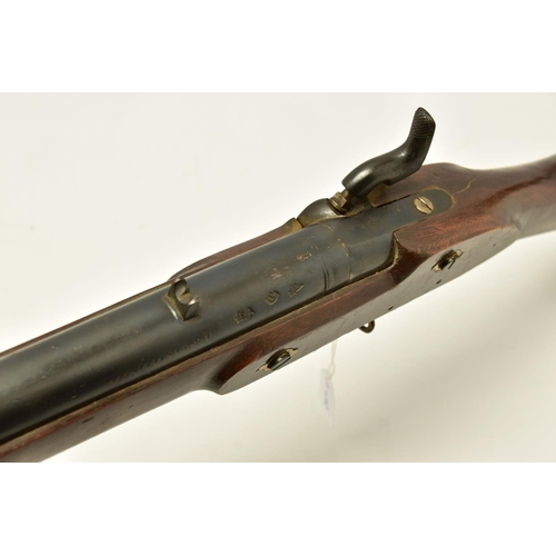 324 - AN ANTIQUE 11 BORE 3 BAND PERCUSSION SMOOTH BORE MUSKET BASED ON THE DESIGN OF THE P53 ENFIELD RIFLE... 