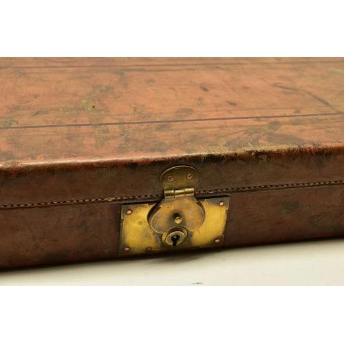 332 - FOUR WORN CONDITION LEATHER GUN RIFLE CASES, one bears the case label for Joseph Lang & Son and anot... 