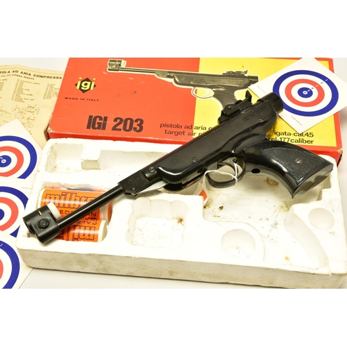 337 - .177   IGI MODEL 203 AIR PISTOL made in Italy, serial number 012279, complete with its original box ... 