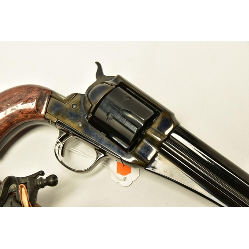 THREE REPLICA PISTOLS, namely a poor quality model of a flintlock ...